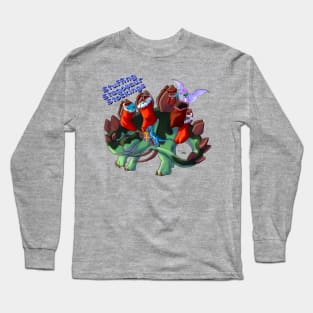 HoliDinos: Stuffing Stegosaur Stockings {Text} Long Sleeve T-Shirt